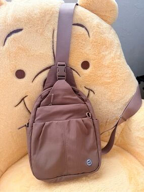 Iris & Rainbow Brown Crossbody Sling Bag - Casual Everyday Carry